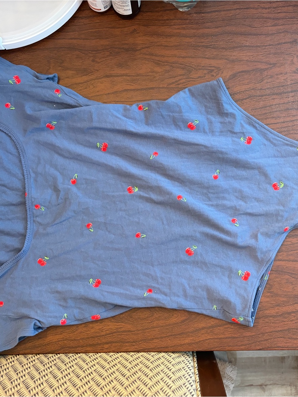 PINK Victoria's Secret Blue Cherry Print Bodysuit never worn